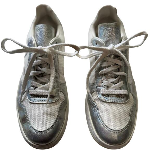Veja V 10 Iridescent Metallic Sneakers Leather And Canvas White Silver Size 8 - Picture 11 of 13